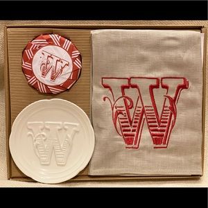 NEW Mud Pie 3pc SET towel soap dish W Monogram